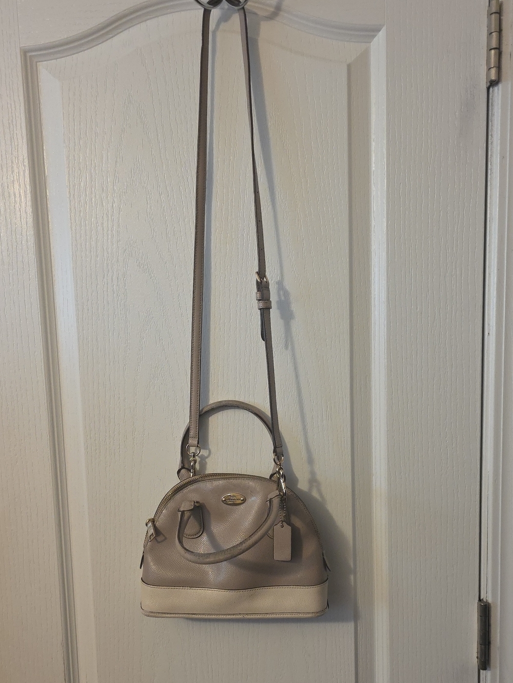 Coach Taupe and Cream Dome Crossbody Satchel